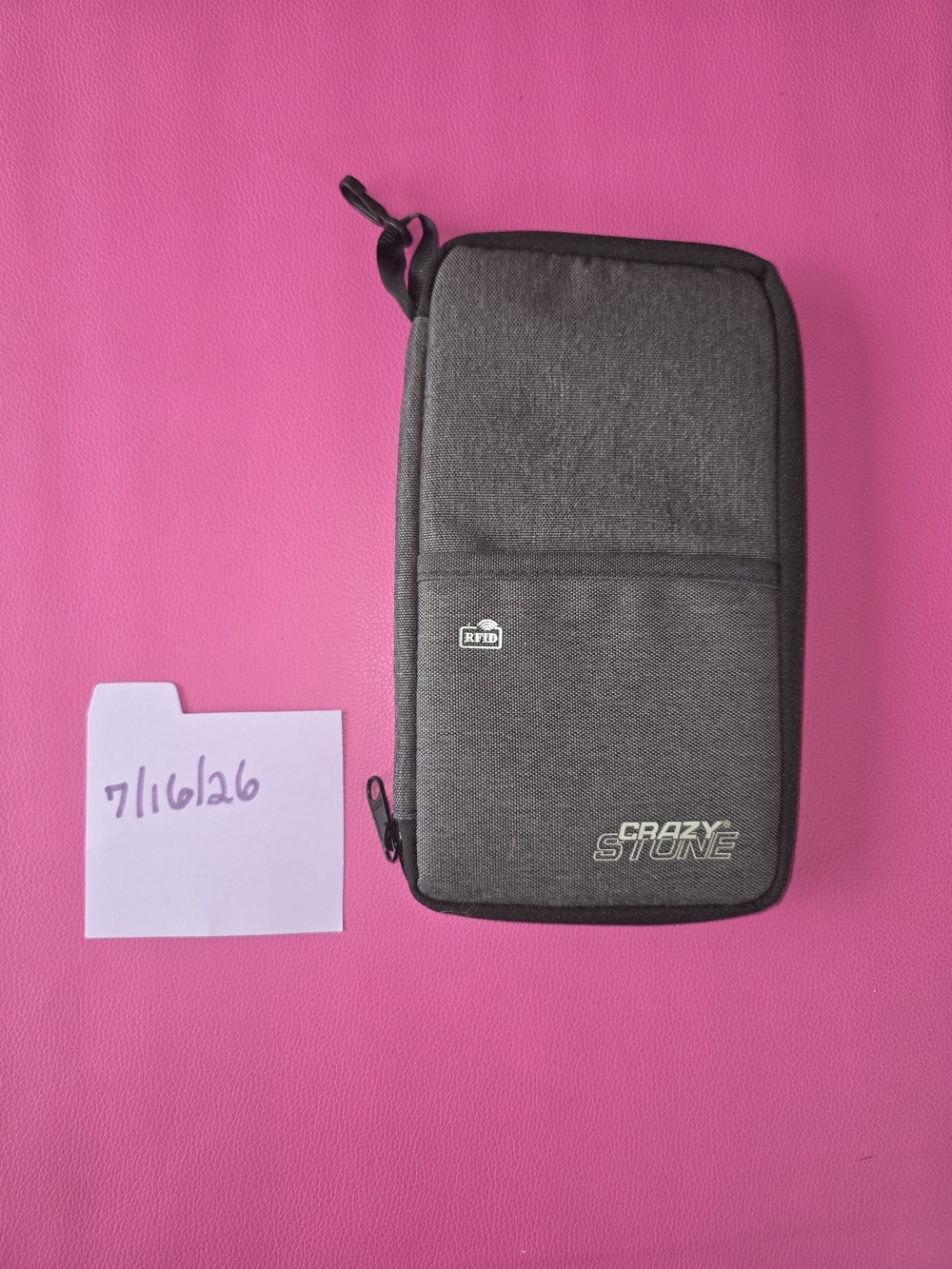 Crazy Stone Gray RFID Travel Wallet